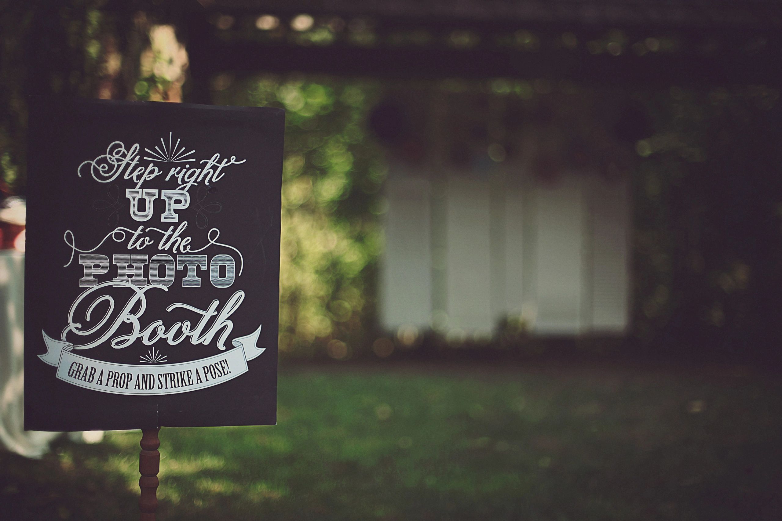 Eco-friendly photo booth setup with natural wood textures